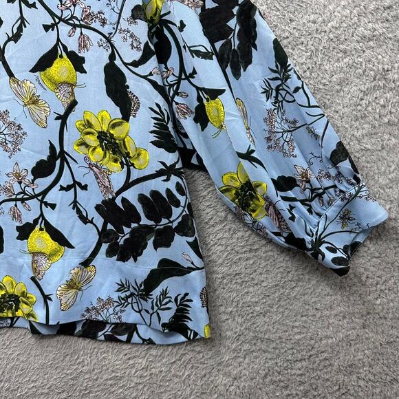 Essential Antwerp Women's Large? Blue Floral Blouse Flowy Bright Comfort - Picture 6 of 10